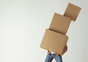 man carrying storage boxes